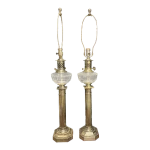 1920s Silver Plated Empire Table Lamp - Pair