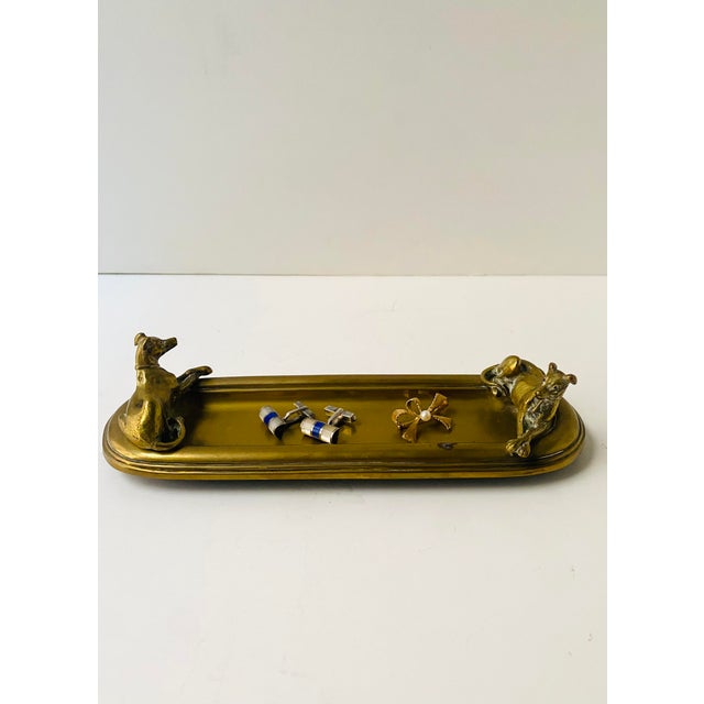 Art Deco Brass Catchall With Dogs, Early 20th Century For Sale - Image 4 of 11