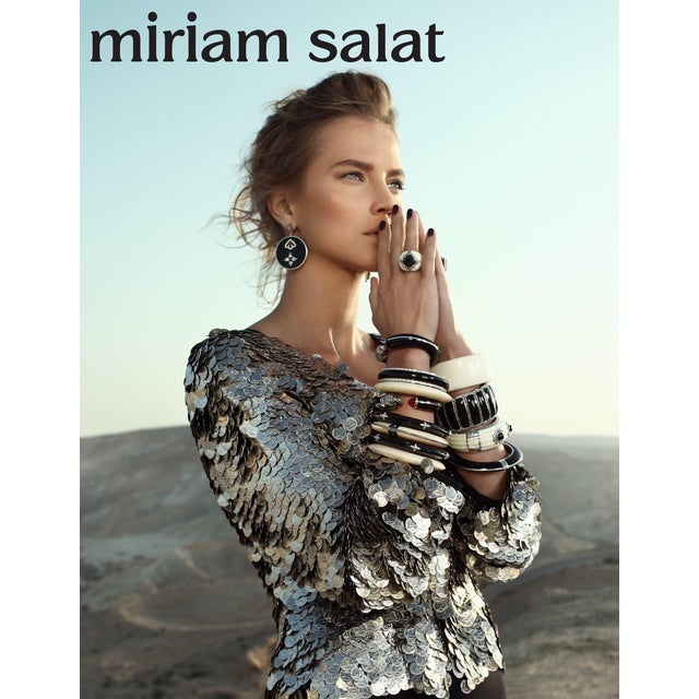 Miriam Salat Gold and Silver Cameo Resin Vintage Earrings For Sale - Image 18 of 18