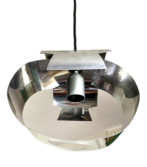 Vintage Chrome and Metal Pendant Light, 1970