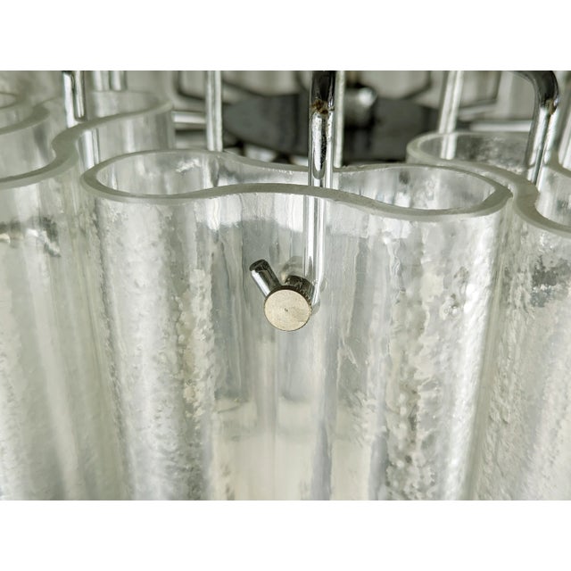 Silver Italian Hanging Lamp in Clear Molded Glass and Chrome Plated Metal, 1970s For Sale - Image 8 of 13