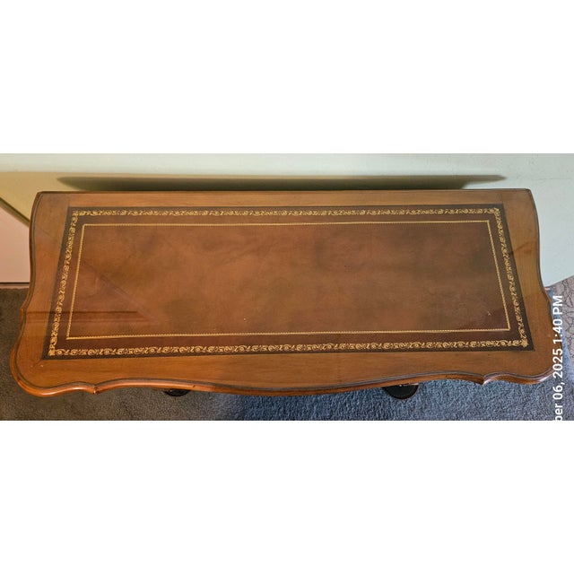 1950s French Country 1950s Maple Hall Entry Cabinet Side Table Dry Bar Leather Tooled Top For Sale - Image 5 of 10