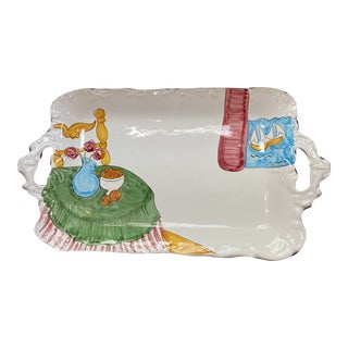 Vintage Deruta Italy Ceramic Oblong Serving Tray For Sale