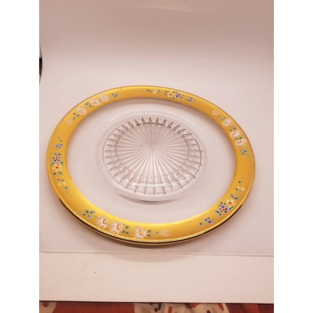 English Vintage Gold Edged Hand Painted Floral Underplate For Sale - Image 3 of 7