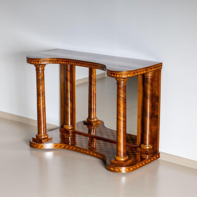 Mid-19th Century Single Parquetry Console Table with Mirror For Sale - Image 4 of 7