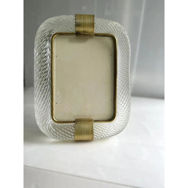 Torchon Picture Frame in Murano Glass and Brass by Simoeng For Sale - Image 4 of 7