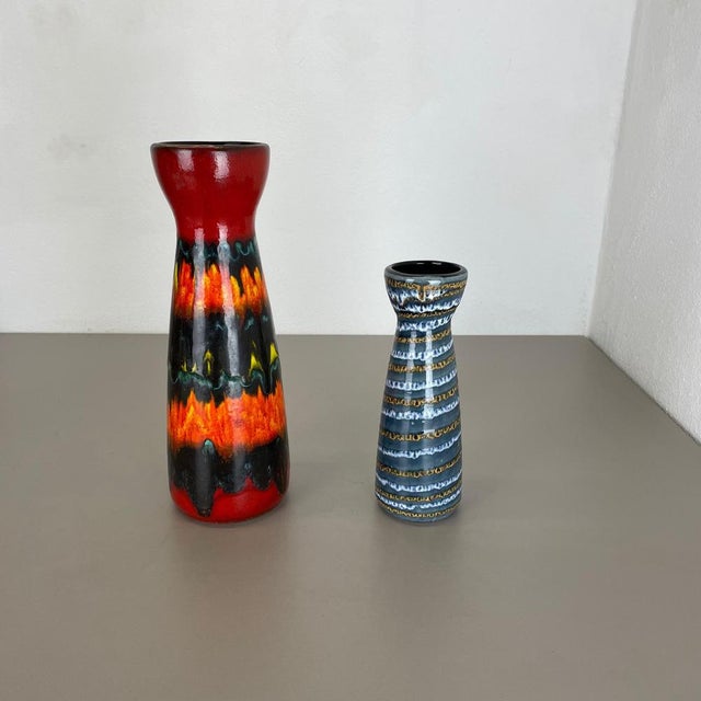 Pottery Fat Lava Vases from Scheurich, Germany, 1970s, Set of 2 For Sale - Image 3 of 18