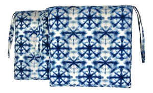 Blue Dyed Outdoor Seat Cushions - a Pair