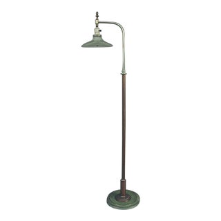 Art Moderne Art Deco Copper & Chrome Bridge Lamp by Rembrandt For Sale