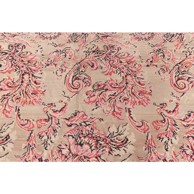 Vintage Bessarabian Flat-Weave Wool Rug  Vibrant Rococo Revival with Pixelated Charm For Sale - Image 4 of 8