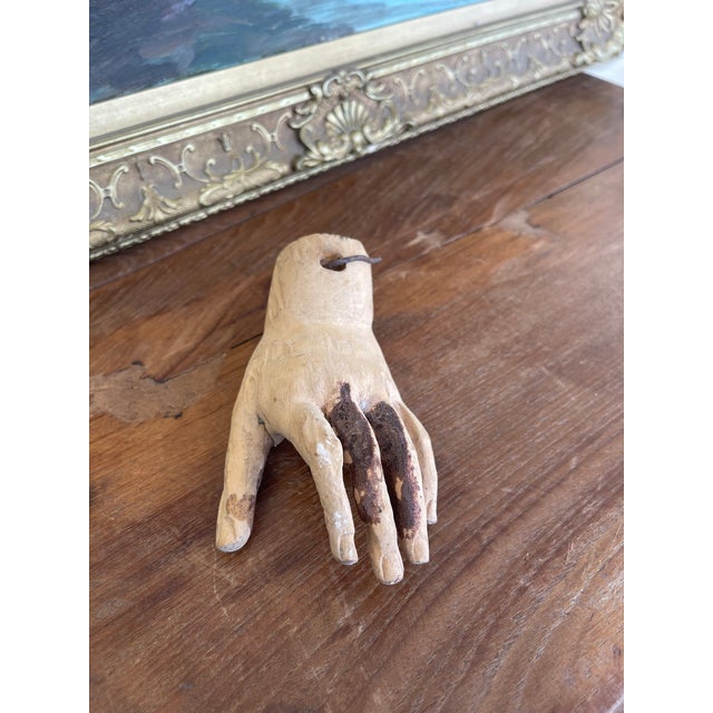 Antique Carved Wooden Articulated Hand Fragment With Original Hook, Likely Religious or Folk Art, 19th Century. For Sale - Image 10 of 10