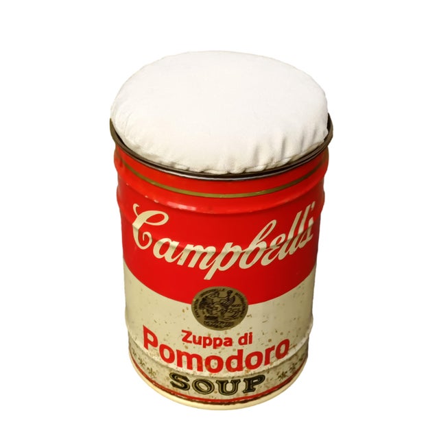 Rare Campbell' Soup stool designed by Dino Gavina as a tribute to Andy Warhol in 1971 for the firm Simon as part of the...