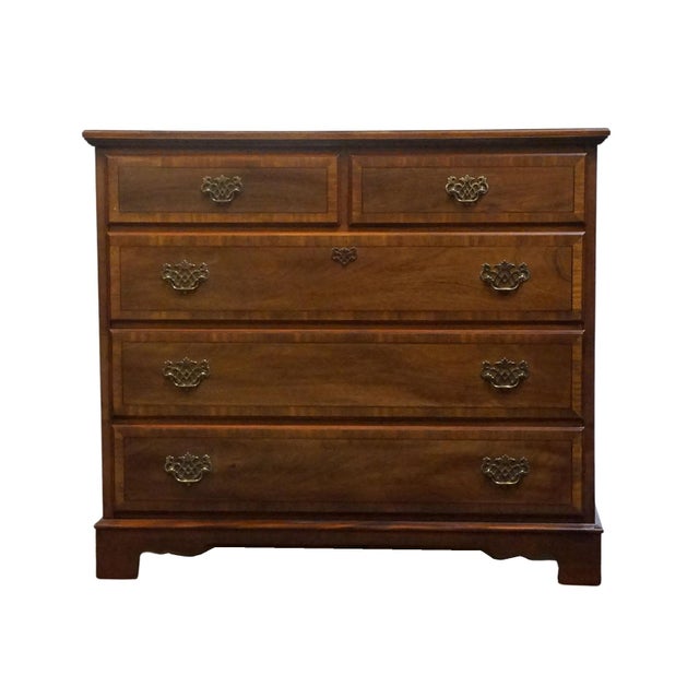 Traditional Stanley Furniture Stoneleigh Collection Solid Banded Mahogany 46" Five Drawer Chest 8713-01 For Sale - Image 3 of 13