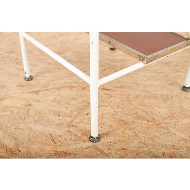 Stair Tread in White Lacquered Steel Tubing with Wooden Ends For Sale - Image 6 of 11