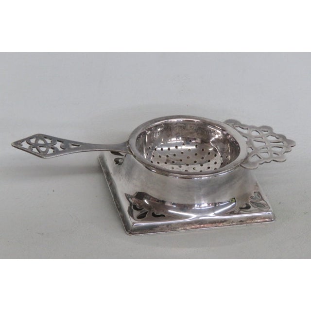 1920s Tea Strainer With Drip Stand Epns Silver Plate - 2 pcs For Sale - Image 4 of 13