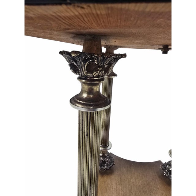 Mid 20th Century Hollywood Regency Style Marble Top Side Table With Fluted Brass Columns For Sale - Image 9 of 9