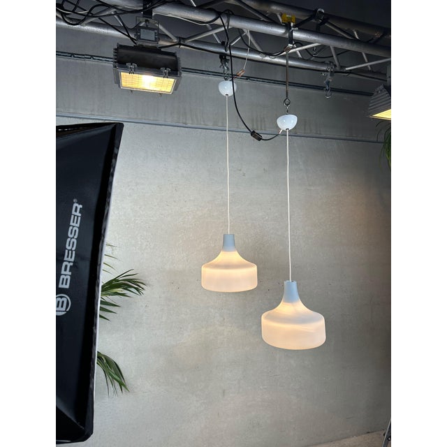 Vintage Opaline Pendant Lamps, 1970s, Set of 2 For Sale - Image 3 of 10