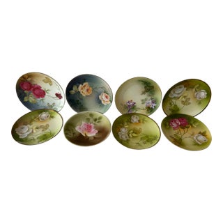 Vintage p.s.a.g. Bavarian Porcelain Small 6" Plates Signed Ragouse-Set of 8 For Sale