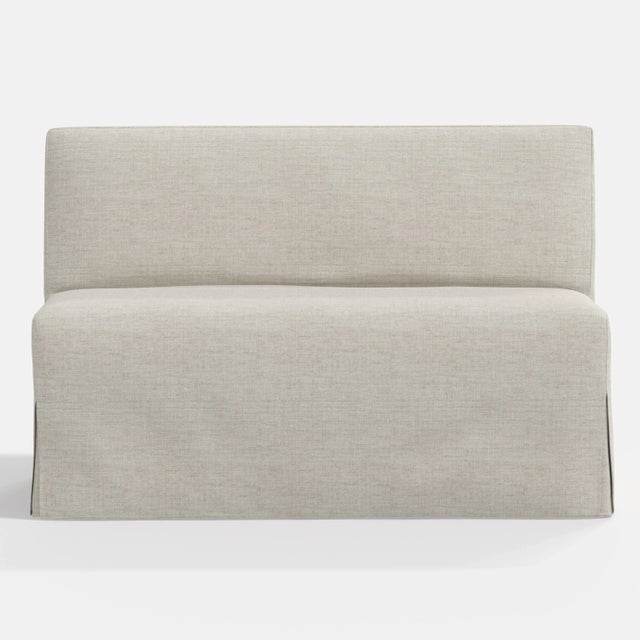Cloth & Company Stoffer Home x Cloth & Company Lindy Slipcover Dining Banquette in Relaxed Linen Zinc For Sale - Image 4 of 6