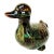 Vintage Drip Glaze Ceramic Duck Figurine, Mottled Green Art Pottery For Sale