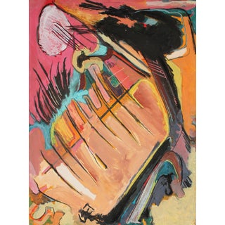 Jack Freeman Abstract Expressionist Painting in Pink and Orange, Circa 1960s For Sale