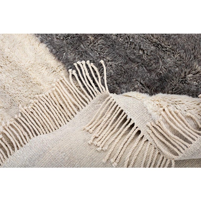 Textile Abstract Scattered Organic Hand-Knotted Wool Rug | 9'5" X 8'1" | One of a Kind For Sale - Image 7 of 7
