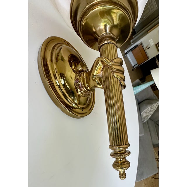 Yellow French Devoluy Hand Torch Brass Wall Sconces For Sale - Image 8 of 18