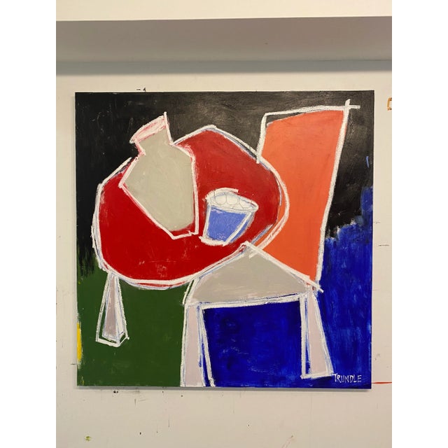 Sarah Trundle "Primarily" Contemporary Abstract Still Life Mixed-Media Painting by Sarah Trundle For Sale - Image 4 of 8