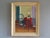 THE RED TABLE Size: 22.6 x 18.7 inches (including frame) Oil on canvas An intimate mid-century interior painting that...