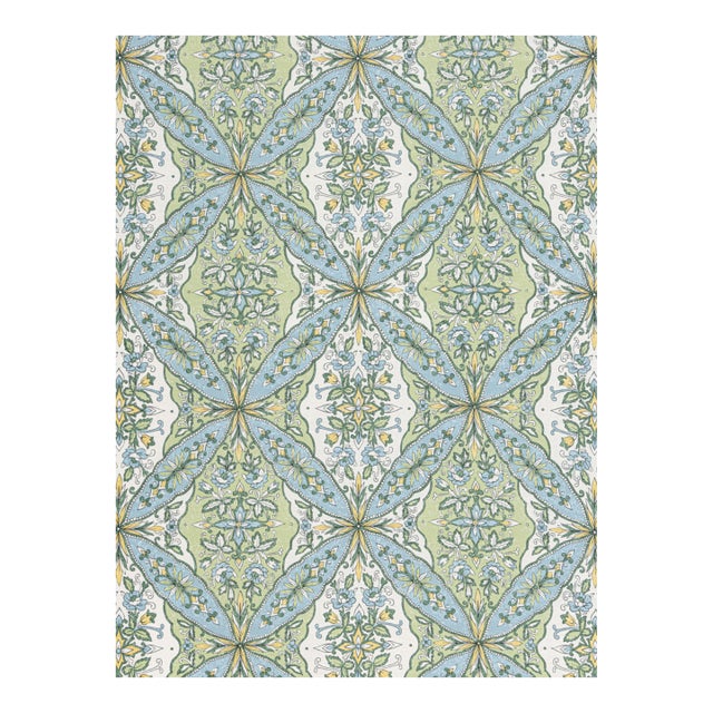 The House of Scalamandré Provence Fabric, Aqua Meadow For Sale