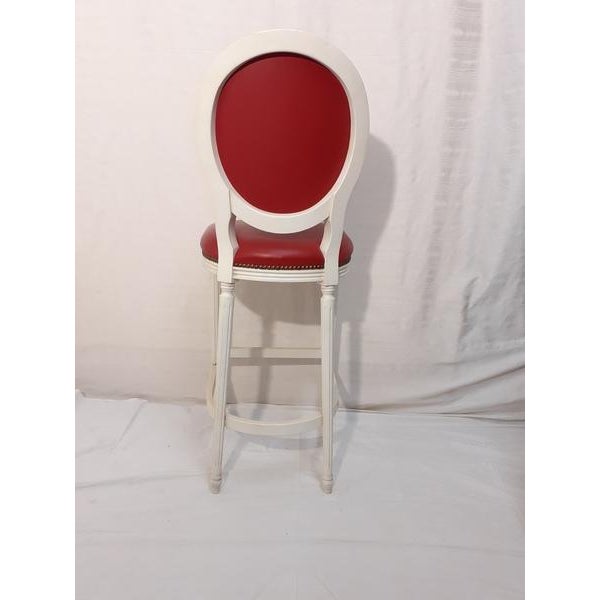 Mediterranean Late 20th Century Luigi 16 Style Ivory and Padded Bordeaux Stools - a Pair For Sale - Image 3 of 11
