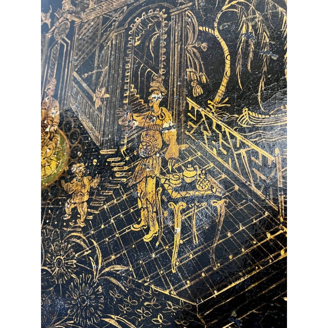 Antique Late 1800s English Chinoiserie Paper Mache Tray Table For Sale - Image 15 of 18