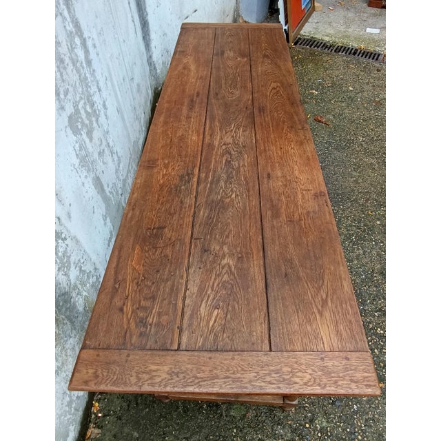 Rustic Oak Farmhouse Table For Sale - Image 4 of 18