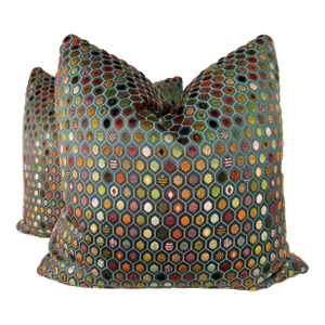 Osborne & Little "Pelangi Velvet" in Color 1 22" Pillows-a Pair