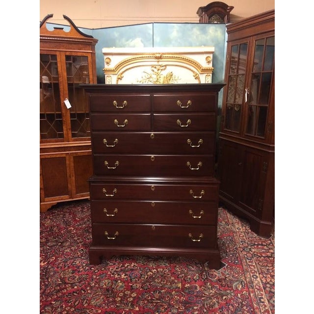 Lexington Furniture Vintage Chest on Chest, Mahogany Tall Chest of Drawers, Lexington Furniture For Sale - Image 4 of 15