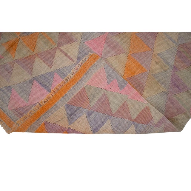 1960s Turkish Rug Kilim Handmade Pastel Colors Rug - 5′3″ × 7′5″ For Sale - Image 11 of 11