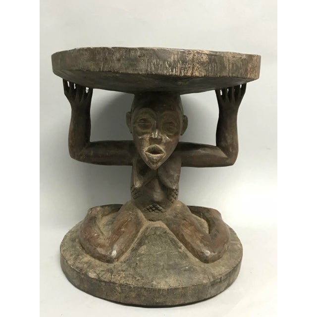 Mid 20th Century African Art Luba Female Caryatid Stool For Sale - Image 5 of 11