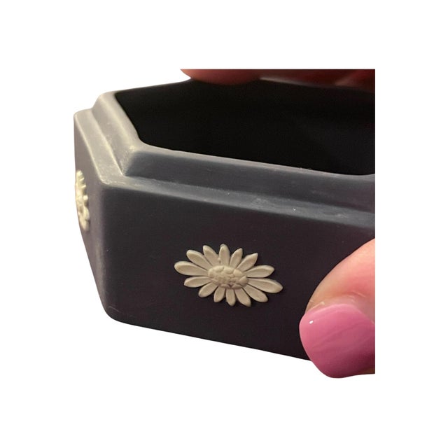 Wedgwood Vintage Wedgwood Jasperware Portland Blue Hexagon Trinket Box For Sale - Image 4 of 7