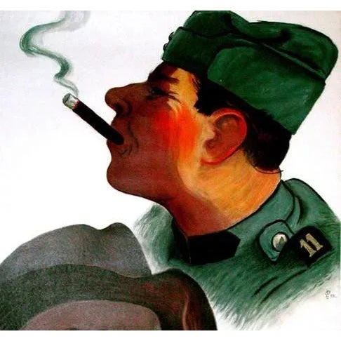 Figurative Weber Menziken Vintage Swiss Cigar Poster 1938 For Sale - Image 3 of 3