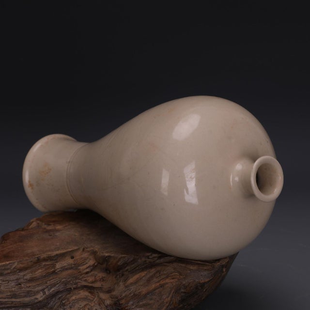 Chinese Vintage Chinese Cream White Porcelain Meiping Vase, Subtle Carved Floral Plum Vase For Sale - Image 3 of 4