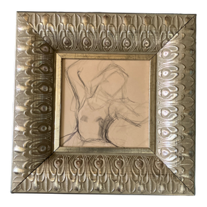 1950’s Original Abstract Expressionist Charcoal Study Drawing Dancing Figure Chunky Ornate Frame