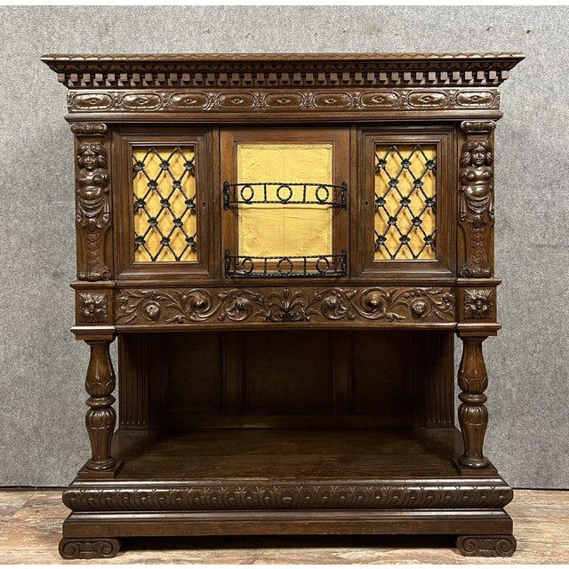 Renaissance Style Dresser Cabinet in Walnut and Oak, 1850 For Sale - Image 9 of 10