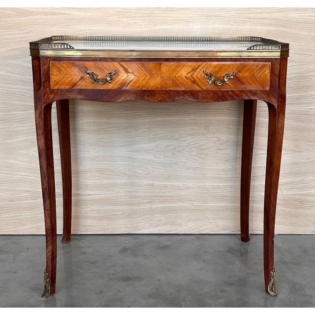 French Pair of French Rectangular Nightstands Bedside Tables Louis XVI, circa 1910 For Sale - Image 3 of 18