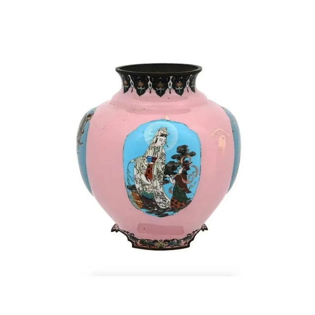 An extra large antique, late Meiji era, Japanese copper and enamel vase by Gonda Hirosuke, Japanese, 1865 to 1937. A...