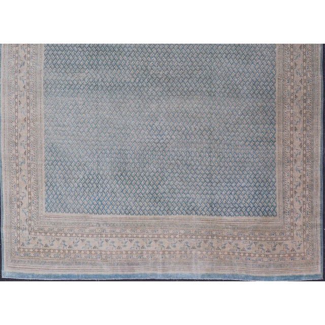 Tribal Antique Persian Tabriz Rug With Soft Light Blue Field and Fine Allover Design For Sale - Image 3 of 15
