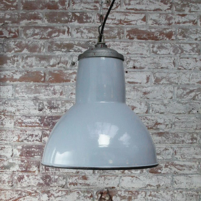 Vintage Industrial Dutch Gray Enamel Pendant Light from Philips For Sale - Image 6 of 7