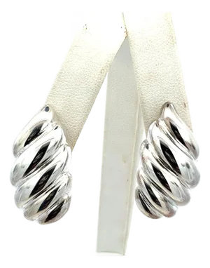 Late 20th Century Tiffany & Co Omega Back Earrings Sterling Silver Estate, A Pair