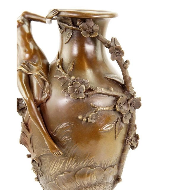 Art Nouveau Brown Patinated Bronze Vase For Sale - Image 6 of 12