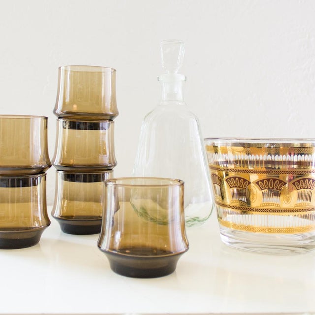 Smoked Amber Glass Tumblers Vintage Barware Set of 6 Chairish