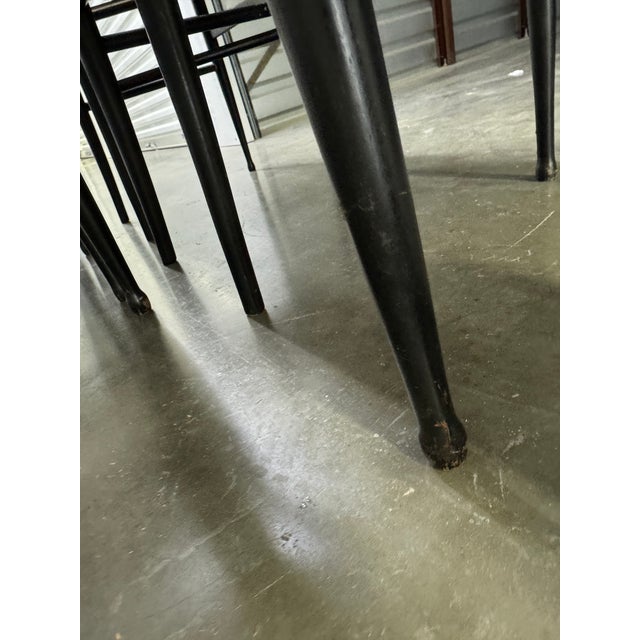 Black Set of 5 Italian Black Ladder Back Dining Chairs With Rush Seats, 1960s For Sale - Image 8 of 12